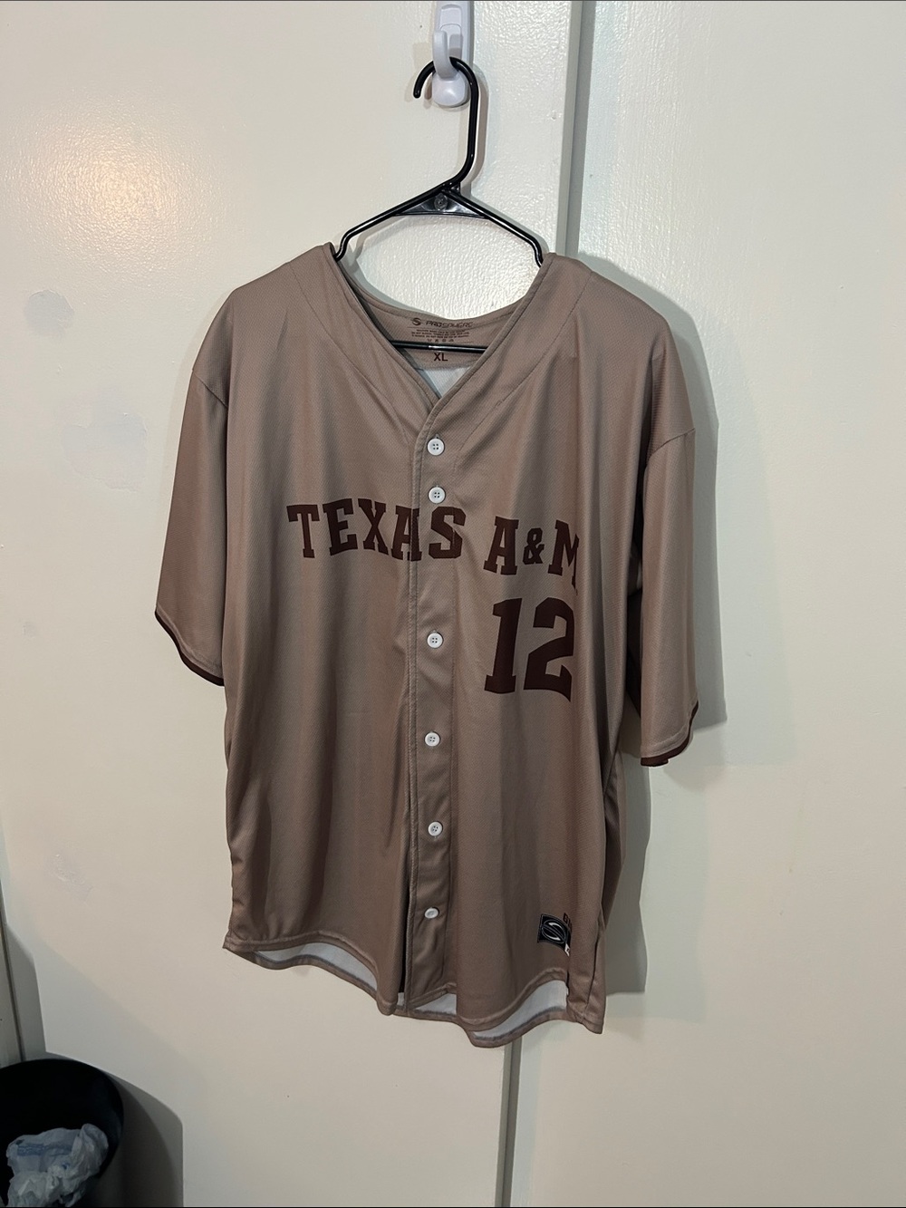 Texas A&M Men's Beige Baseball Jersey - Size XL